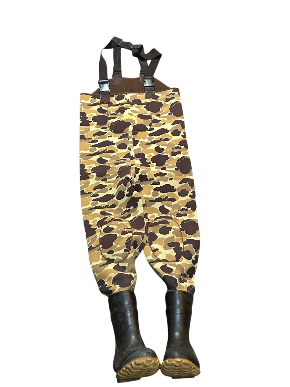 Cabela's USA Made Neoprene Camo Duck Hunting Chest Waders Boots Sz 12 Vintage
